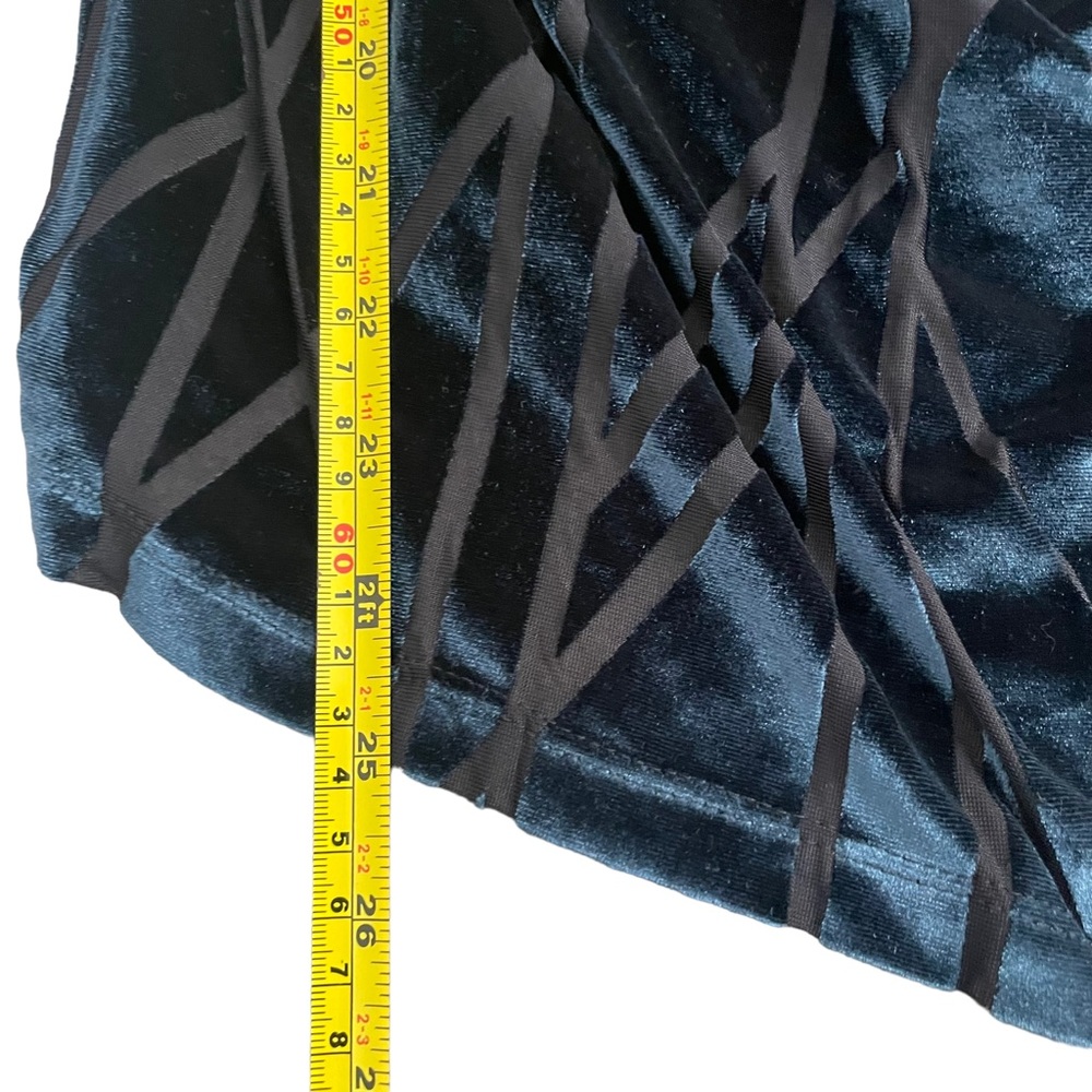 Zobha Navy Blue Open Back Draped Geometric Whimsygoth Sheer Long Sleeve Shirt - Picture 9 of 11